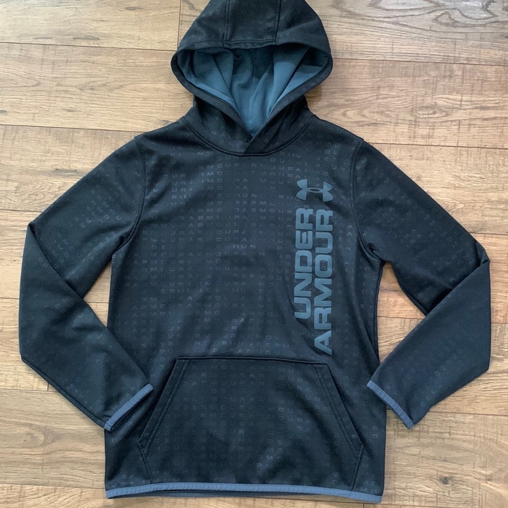 UA Under Armour Black Long Sleeve Hooded Sweatshirt Youth Medium